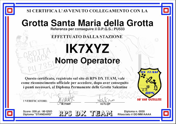 Il fac-simile dell'attestato da scaricare: basta UN SOLO QSO