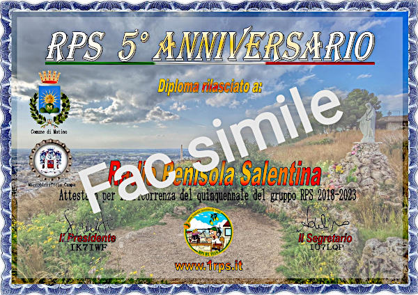 il diploma del quinquennale del gruppo Radio Penisola Salentina