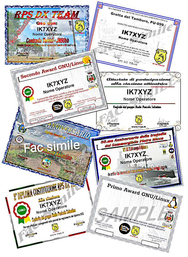 Qualche diploma radioamatoriale di RPS